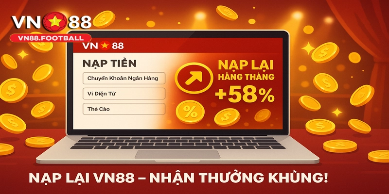 Nạp lại VN88 để nhận thưởng hấp dẫn mỗi tháng!