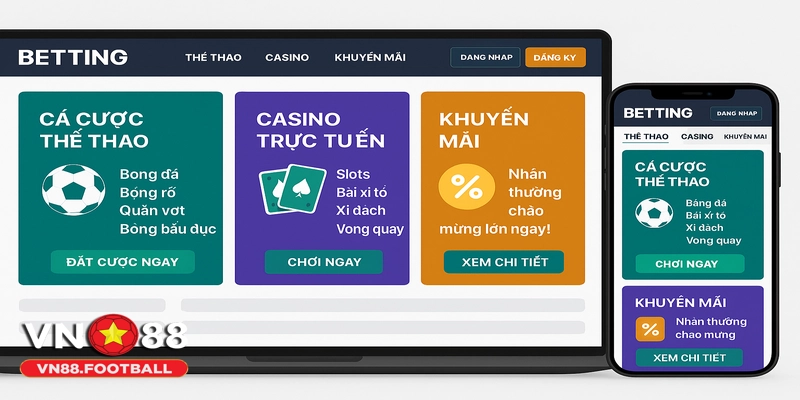 Giao diện VN88 thân thiện, dễ sử dụng trên mọi thiết bị.