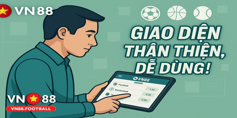 Giao diện Thể thao VN88 - Đơn giản, tiện lợi và hiện đại.